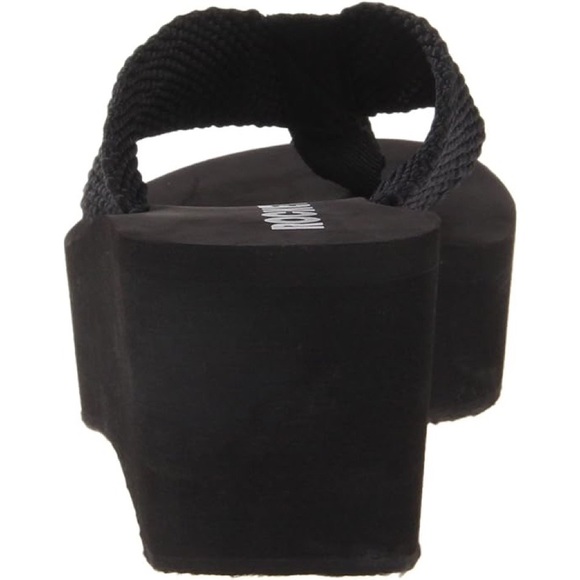 New In! Rocket Dog Solid Black Ultra Platform Wedge Sandal - Picture 5 of 11